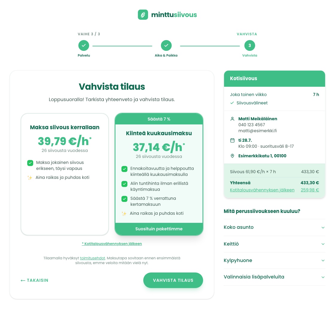 Vahvista tilaus